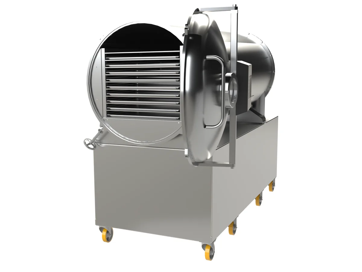 LEO-130 freeze dryer — chamber and shelves detail with the door open