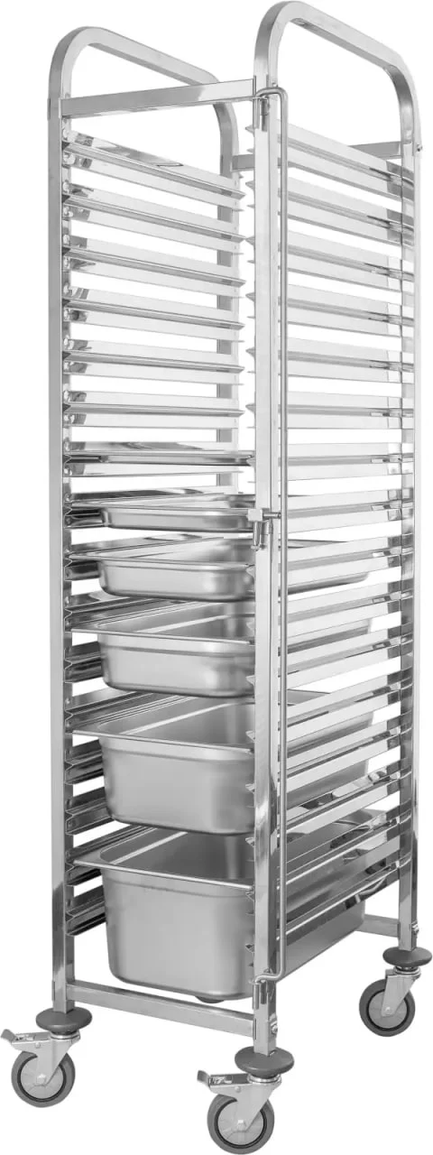 Stainless steel transport trolley 16×GN 1/1